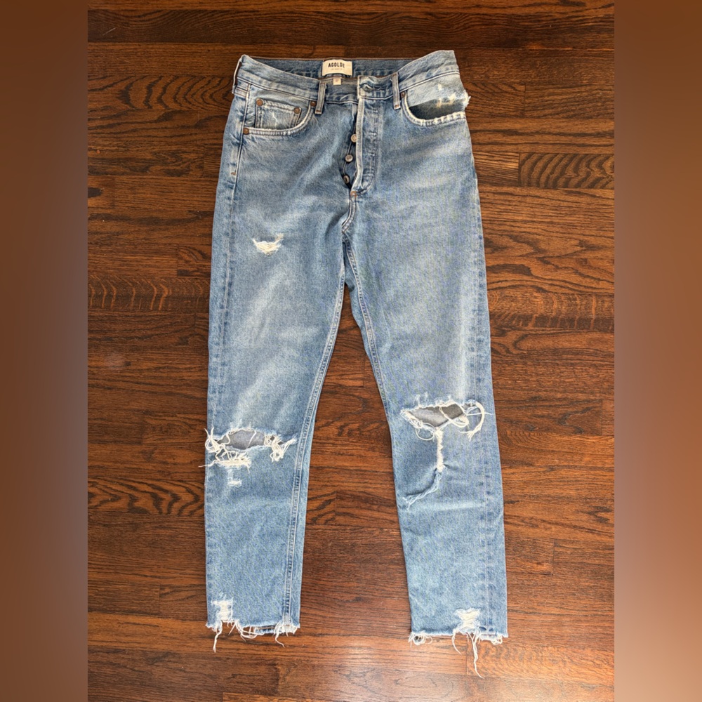 Agolde Light Blue Distressed Skinny Jeans